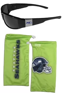 Seattle Seahawks NFL Chrome Wrap Sunglasses w/ Microfiber Bag - Picture 1 of 7