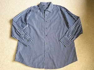 Mens Shirt-ALEX CANNON-blue/navy/white striped 100% cotton  long sleeves-XL - Picture 1 of 4