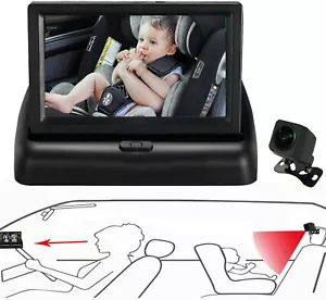 4-poliger Autositz Rückspiegel Kamera Babyphone 4,3 Zoll HD klappbarer Bildschirmgurt - Bild 1 von 12