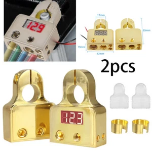 2X Digital Autobatterie Klemmenverbinder 12V Voltmeter 0/4/8 Stärke Strompfosten - Bild 1 von 10