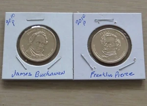 2-President $ 2010p James Buchanan, Franklin Pierce (4P16,17) nice Dollar coins - Picture 1 of 4