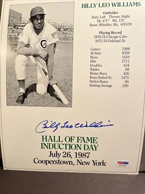 Billy Leo Williams autographed 8x10 HOF Induction card PSA/DNA certified  - Image 1 of 3