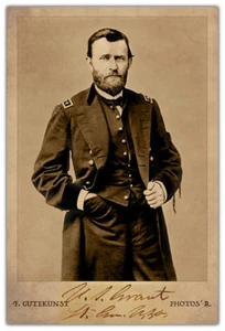 ULYSSES S. GRANT BÜRGERKRIEGSFOTO mit Autogramm Schrankkarte CDV A++ RP - Bild 1 von 1
