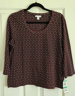 Blusa Charter Club para mujer manga 3/4 multicolor floral cuello redondo talla L, nueva con etiquetas Foto 1 de 4