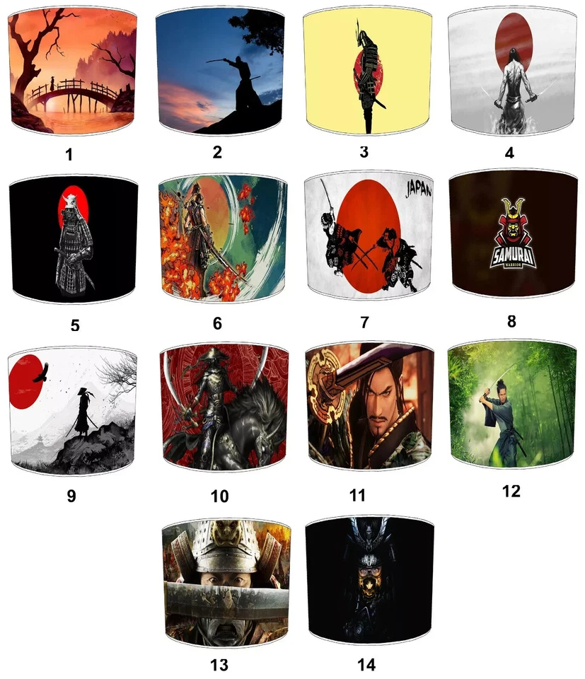 Guerrero samurai japonés pantalla de techo pantallas de mesa pantallas de lámparas colgantes Foto 1 de 1