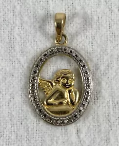 Sterling Silver Vermeil Angel Cherub Raphael Pendant - Picture 1 of 3