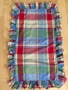 Ralph Lauren King Pillow Sham Spinnaker Beach House Madras Plaid Ruffle Cotton - Picture 1 of 5