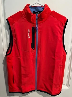 $168 RLX Ralph Lauren Full Zip Performance Golf Vest Red Blue Men's Size Medium - Image 1 of 4