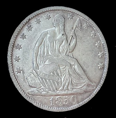 Raw 1850-O Seated Liberty Half - Fuerte XF - Tonificación ligera - Bonito golpe... #514 Foto 1 de 2