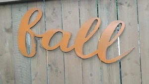 Fall Metal Word Sign Distressed Primitive Fall Decor Industrial Wall Art Farm - Picture 1 of 10