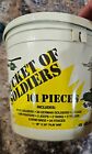 Vintage Action Mates Bucket of Soldiers Army Men Tanks Vehicles Fence Incomplete