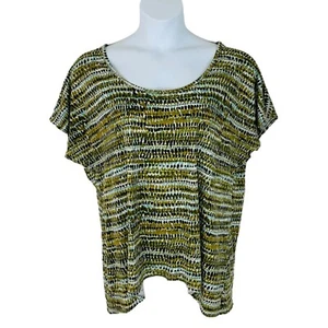 J. Jill Women's Size XL Perfect Pima Abstract Print Green Knit Top - Picture 1 of 7