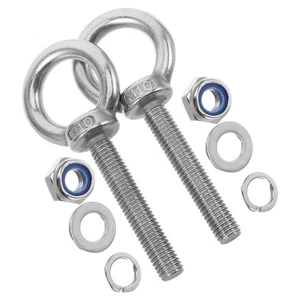 1 Set Heavy Duty Eye Bolts - Stainless Steel Threaded Eyebolts With - Picture 1 of 12