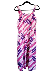 Handmade Vintage Dress UK 10 in Pink and Purple Stripes - Picture 1 of 6