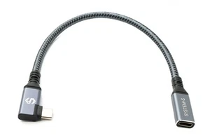 USB4 USB 20 CM Cable Type C Plug To Socket Angle Braided 40 Gbit/S 240 W - Afbeelding 1 van 4