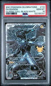 2021 Pokémon Celebrations Zekrom Full Art Gem MT 10 PSA Graded Card - Picture 1 of 3