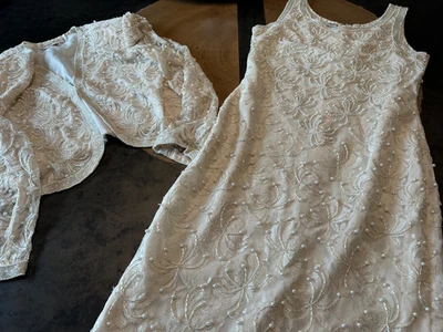 CHAQUETA DE VESTIR DE COLECCIÓN LAURENCE KAZAR PERLA CUENTAS MUJER M CLÁSICA BODA DE LUJO Foto 1 de 4