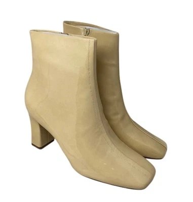 Vince Ankle Boots Size 8.5M Charli Patent Leather Macadamia Beige Women's NEW - Image 1 of 4