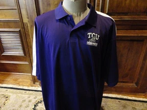 Purple Sewn TCU Horned Frogs LETTERMAN Polyester Polo Shirt Adult 3XL VERY NICE - Picture 1 of 6