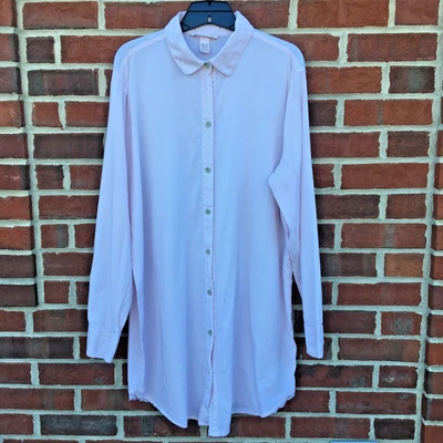 Victorias 秘密纽扣衬衫礼服大号淡粉色长袖蕾丝装饰 — 第 1/4 张图片