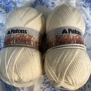 Lot Of  2 Skeins Patons Classic Wool Worsted Winter White - Picture 1 of 1