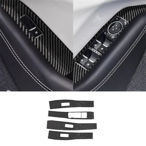 For Ford Mustang Mach-E 2021-22 Window Lift Button Panel Trim Cover Carbon Fiber - Picture 1 of 12