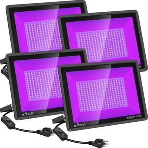 4 Pack 250W LED Flood Black Lights,395nm to 405nm UV Outdoor Flood High Power... - Picture 1 of 7
