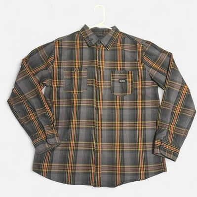 Camisa de franela Sullen Art Collective para hombre gris medio/rosa roja bordada Foto 1 de 4