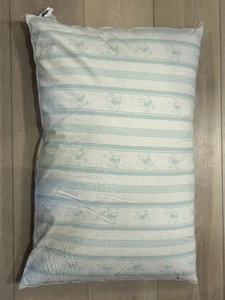Vintage Pheonix Crushed White Goose Down Pillow Blue White Stripe Flower 20 X 30 - Picture 1 of 6