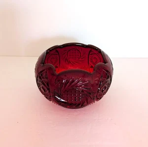 Vintage Fenton Art Glass Ruby Red Regency Whirling Star Amberina Candle Bowl - Picture 1 of 12