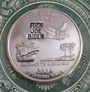 2004 REAL FLORIDA QUARTER * FJB * BRANDON Counterstamp GOOD LUCK COIN #1401QFLx - Picture 1 of 4