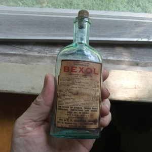 LEISCHNER'S BEXOL CAMPHORATED OPIUM CHICAGO 1905 COUGH MEDICINE BOTTLE - Picture 1 of 6