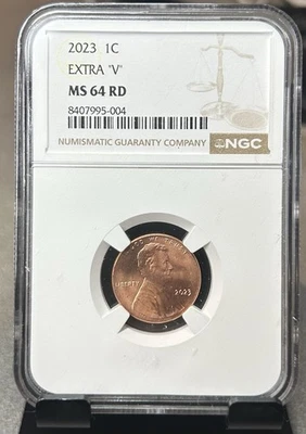 2023 VDB Extra V Lincoln Shield Cent - Grade 64 NGC MS64 RB - Image 1 of 2