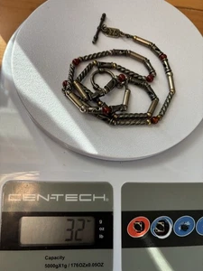 32 Grams Stamped 925 Necklace W/ Beads Toggle Clasp - Picture 1 of 5