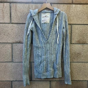 Suéter Hollister Para Mujer Grueso Y2K Tejido con Capucha Acanalado Mangas Largas Talla M Gris - Imagen 1 de 5