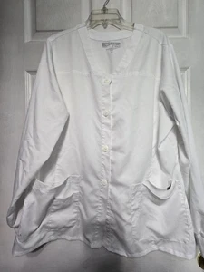 Grey's Anatomy Scrub Jacket size 2XL-WHITE Button-Up-Chest 25.5"/L 29" - Picture 1 of 8