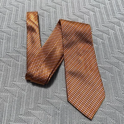 Paul Fredrick Corbata Seda Micro Cuadros Naranja Metalizado Foto 1 de 4