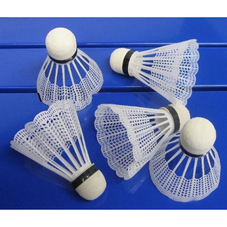 LAND-HAUS-SHOP Badminton Bälle 5 tlg, Federball SET, 5 Stück weiß, Hobby Feder Spiel Sport Ball