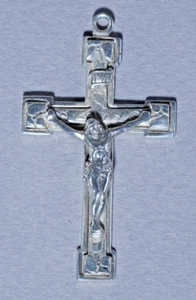 Vintage CRUCIFIX Sterling Silver 1-3/4" Pendant, Religious Cross, 6 grams - Picture 1 of 8