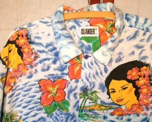 Islander 3X Flower Beach Hawaiian Girl Men Button Up Shirt Size 3X - Picture 1 of 15