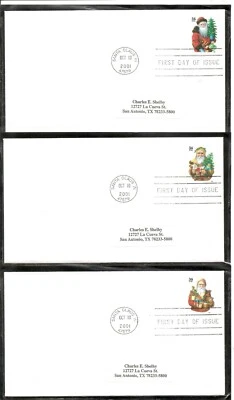 US SC # 3537a-3540a Christmas Santas FDC. No Cachet. - Image 1 of 2