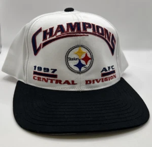 Pittsburgh Steelers Hat Snapback Vintage 1997 Central Division Champs Logo 7 EUC - Picture 1 of 8
