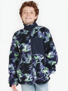 Unisex Zip Up High Pile Fleece Jacket art class Navy Blue Size 12/14 - Picture 1 of 6