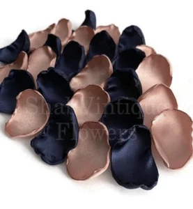 Navy Blue and Rose Gold mix of 100 Flower Petals, Wedding Table Decor - Picture 1 of 5