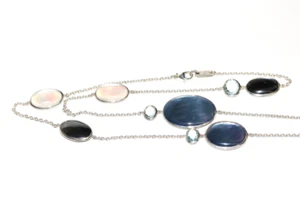 EUC $1545 IPPOLITA Sterling Wonderland Station Black & Blue STONES Necklace 30" - Picture 1 of 8