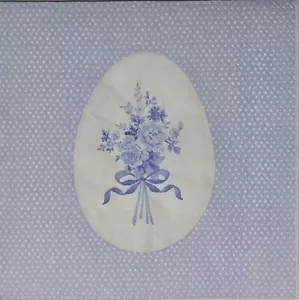 TWO Individual Paper Lunch Decoupage Napkins - 2757 Romantic Blue Bouquet Egg - Picture 1 of 2