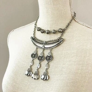 Chico's Silver Dangle Bib Statement Necklace - Picture 1 of 7