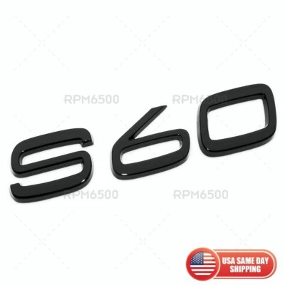 Volvo S60 Rear Trunk Lid Letter Logo Badge Nameplate Emblem Sport Gloss Black - Image 1 of 4