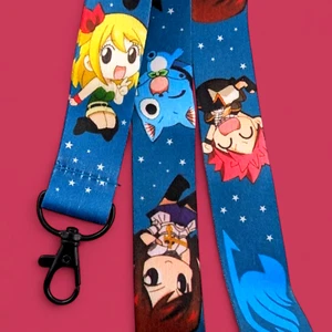 FAIRY TAIL KAWAII LANYARD Happy Lucy Natsu Gray anime manga ID neck key strap Y2 - Picture 1 of 3