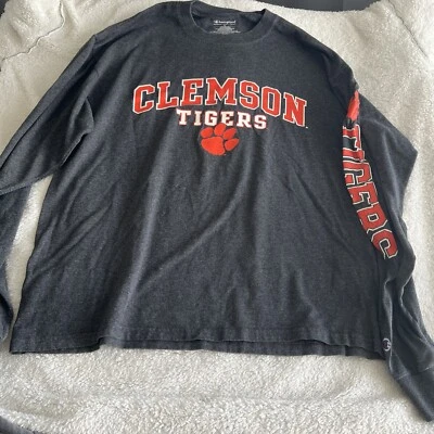 Camiseta Champion Mujer Grande Gris Manga Larga Clemson Tigers Foto 1 de 4